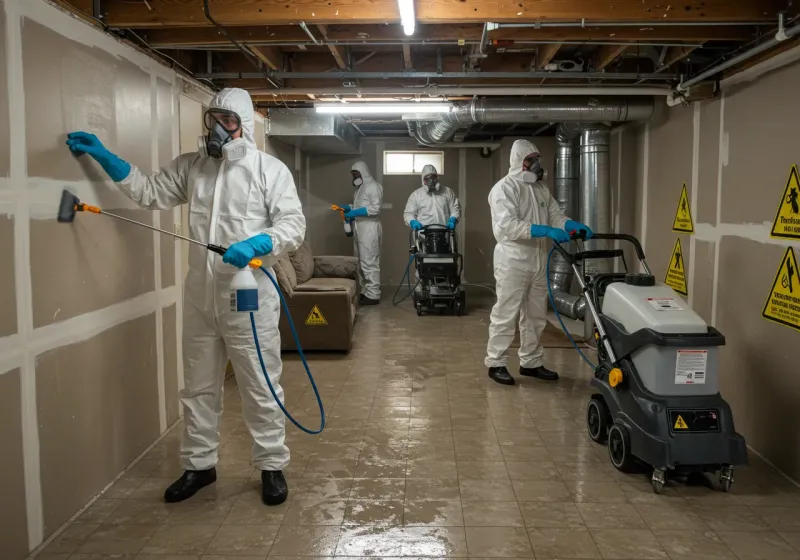 Basement Moisture Removal and Structural Drying process in North Madison, OH